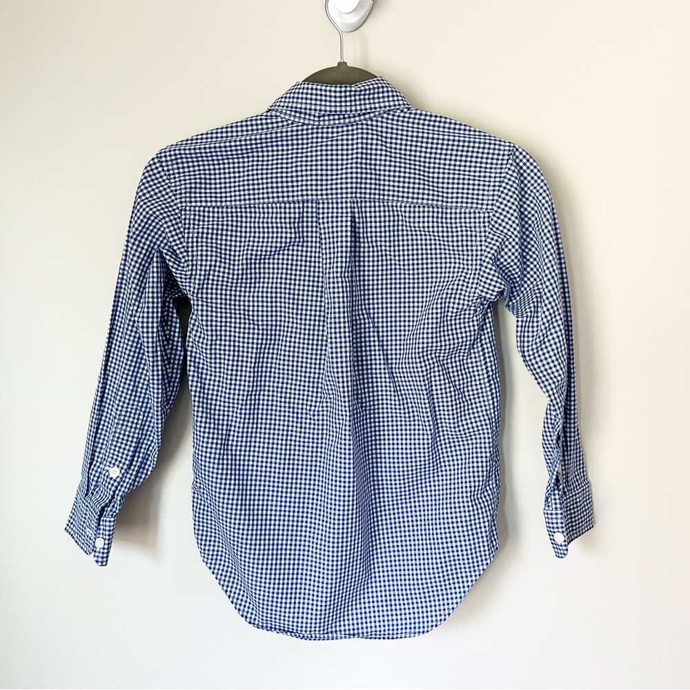 Chaps Gingham Button Down Dress Shirt Navy Blue White Big Boy Small 8 - Picture 7 of 7